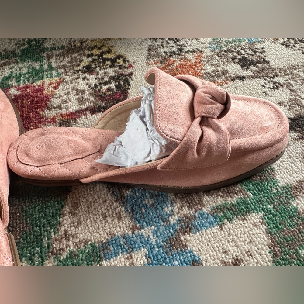 Pink Suede Bow Loafers - Picture 4 of 6